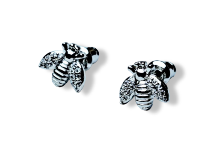 ARETE ABEJA CIRCONIA PLATEADO