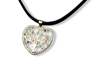 COLLAR ÁRBOL DE LA VISA CORAZÓN DORADO