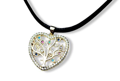 COLLAR ÁRBOL DE LA VISA CORAZÓN DORADO