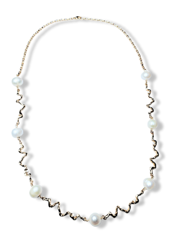 COLLAR PERLA BARROCA Y CIRCONIA MEDIANO DORADO