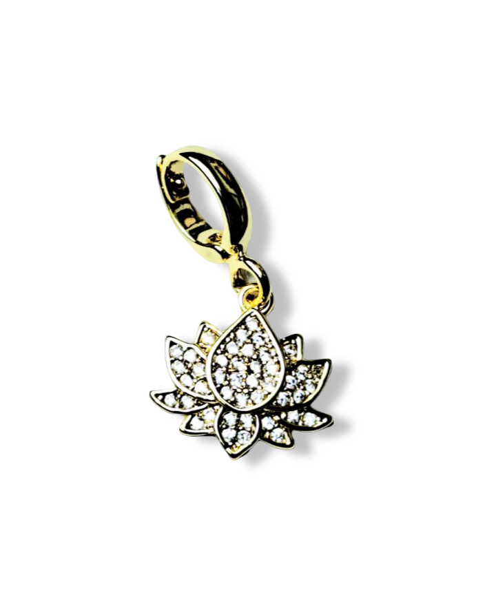 DIJE FLOR DE LOTO CIRCONIA DORADO