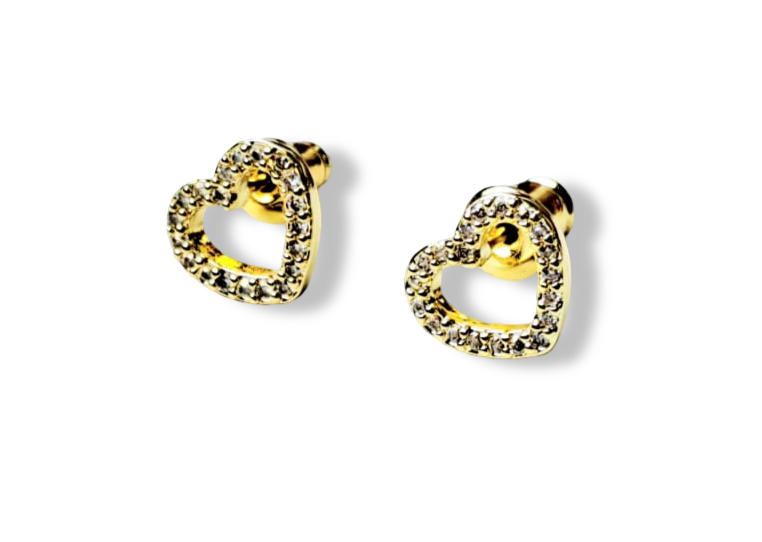 ARETE CORAZÓN SILUETA CIRCONIA DORADO