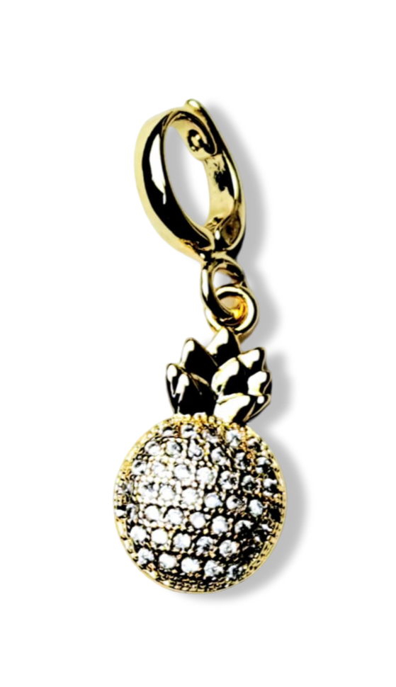 DIJE PIÑA Y CIRCONIAS DORADO