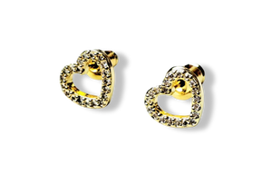 ARETE CORAZÓN SILUETA CIRCONIA DORADO