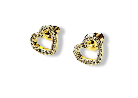ARETE CORAZÓN SILUETA CIRCONIA DORADO