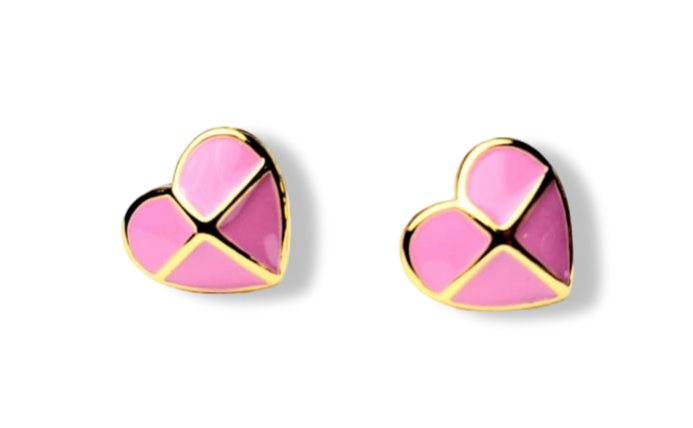 ARETE CORAZÓN ROSA DORADO