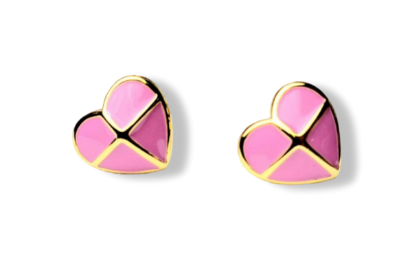 ARETE CORAZÓN ROSA DORADO