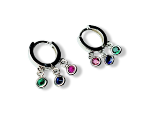 ARETES CÍRCULOS COLORES PLATEADO
