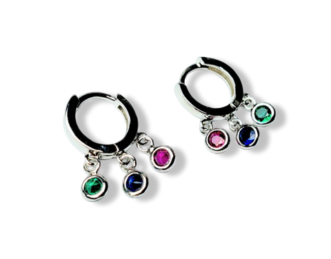 ARETES CÍRCULOS COLORES PLATEADO