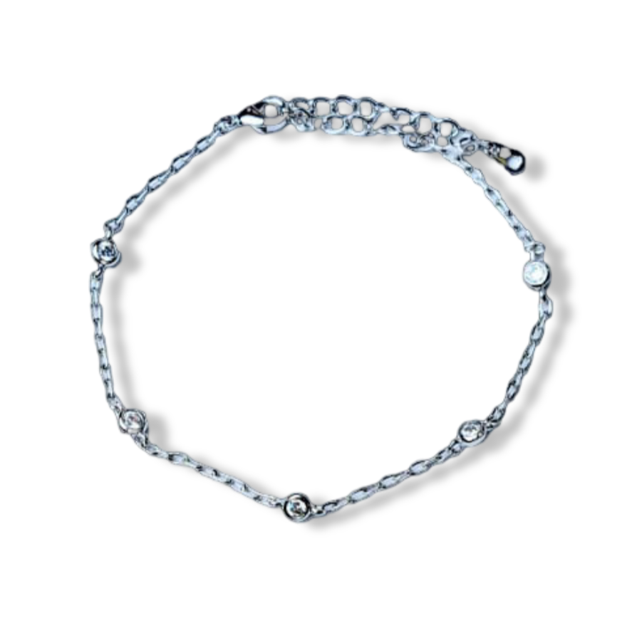 PULSERA CADENA CIRCONIAS PLATEADO