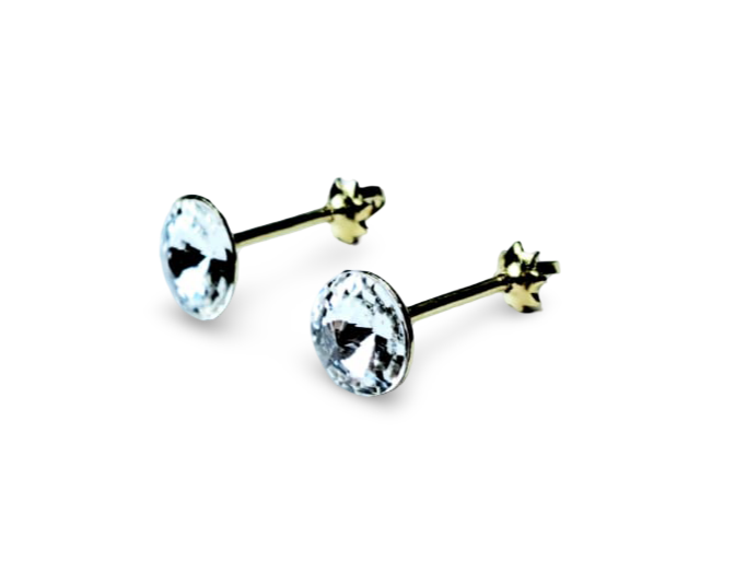 ARETE BROQUEL CRISTAL BLANCO DORADO