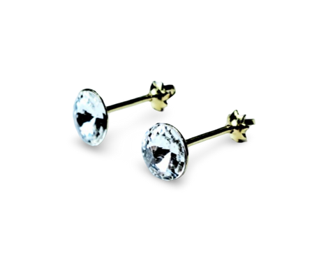 ARETE BROQUEL CRISTAL BLANCO DORADO