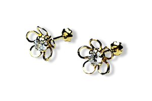ARETE BROQUEL FLOR MARGARITA CRISTAL DORADO