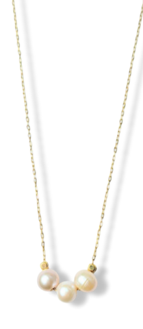COLLAR TRES PERLAS COLORES DORADO