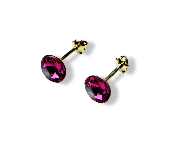 ARETE BROQUEL CRISTAL FUCSIA DORADO