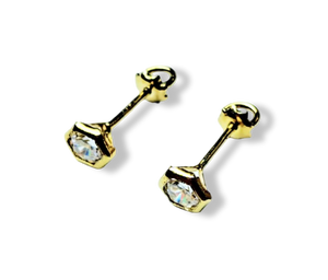 ARETE BROQUEL FLOR CRISTAL BLANCO DORADO