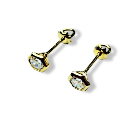 ARETE BROQUEL FLOR CRISTAL BLANCO DORADO