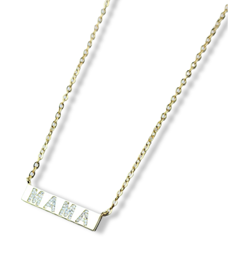 COLLAR PLACA MAMA CIRCONIA DORADO
