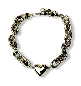 PULSERA ESLABON CORAZÓN WATERPROOF DORADO