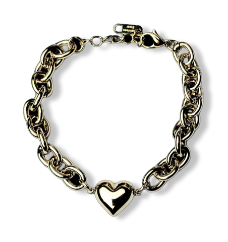 PULSERA ESLABON CORAZÓN WATERPROOF DORADO