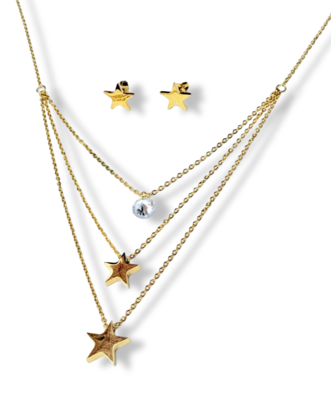 SET WATERPROOF ESTRELLAS Y CRISTAL DORADO