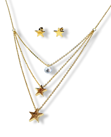 SET WATERPROOF ESTRELLAS Y CRISTAL DORADO
