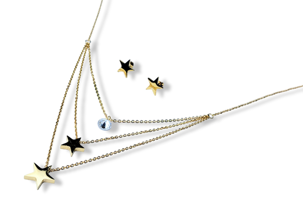 SET WATERPROOF ESTRELLAS Y CRISTAL DORADO