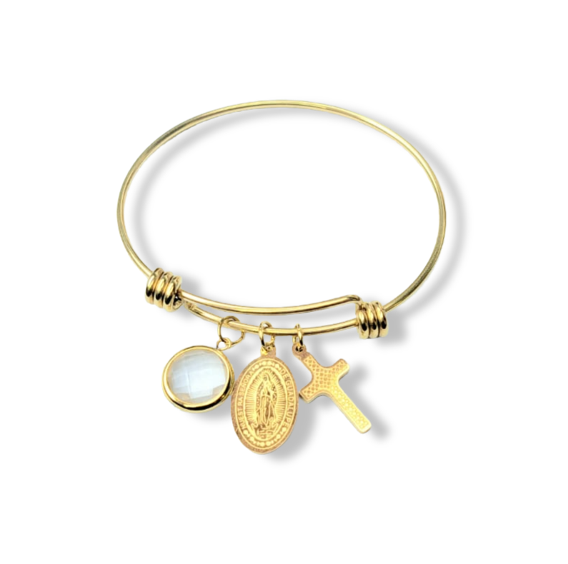 PULSERA WATERPROOF VIRGEN CRISTAL DORADO