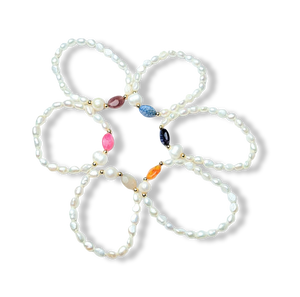 PULSERA PERLA ROUND Y ÁGATA DORADO