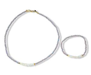 SET PERLA Y CRISTAL LILA DORADO