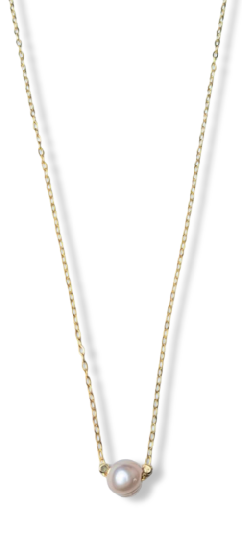 COLLAR PERLA BLANCA DORADO