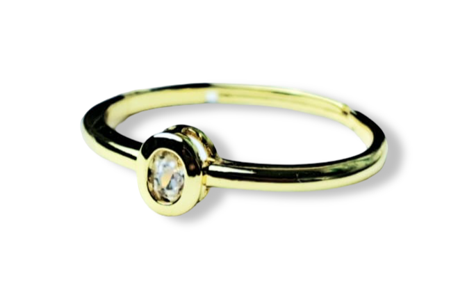 ANILLO CIRCONIA BLANCA DORADO