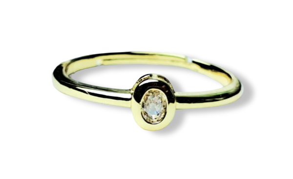 ANILLO CIRCONIA BLANCA DORADO