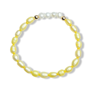 PULSERA AMARILLA PARA NIÑA PERLA ARROZ DORADO