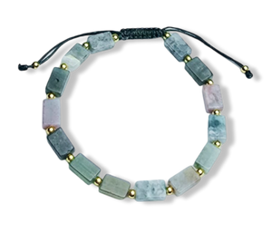 PULSERA JASPE VERDE AJUSTABLE DORADO