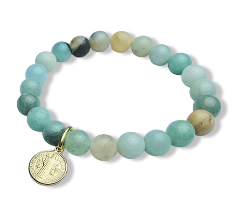 PULSERA JASPE VERDE SAN BENITO DORADO