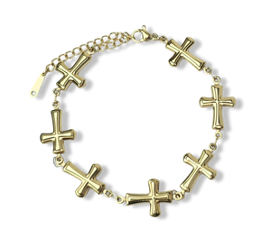 PULSERA WATERPROOF CRUCES DORADO