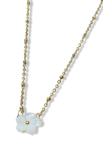 COLLAR MADRE PERLA FLOR WATERPROOF DORADO