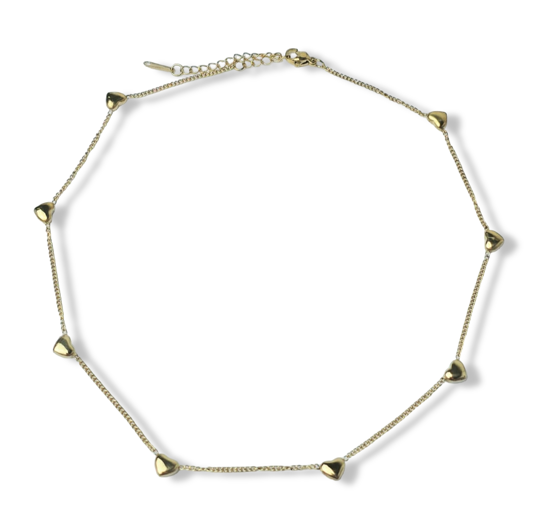 COLLAR CORAZONES WATERPROOF DORADO