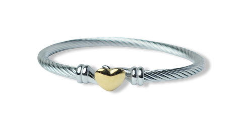 PULSERA CORAZÓN WATERPROOF BICOLOR DORADO PLATEADO