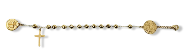 PULSERA SAN BENITO Y CRUZ WATERPROOF DORADO