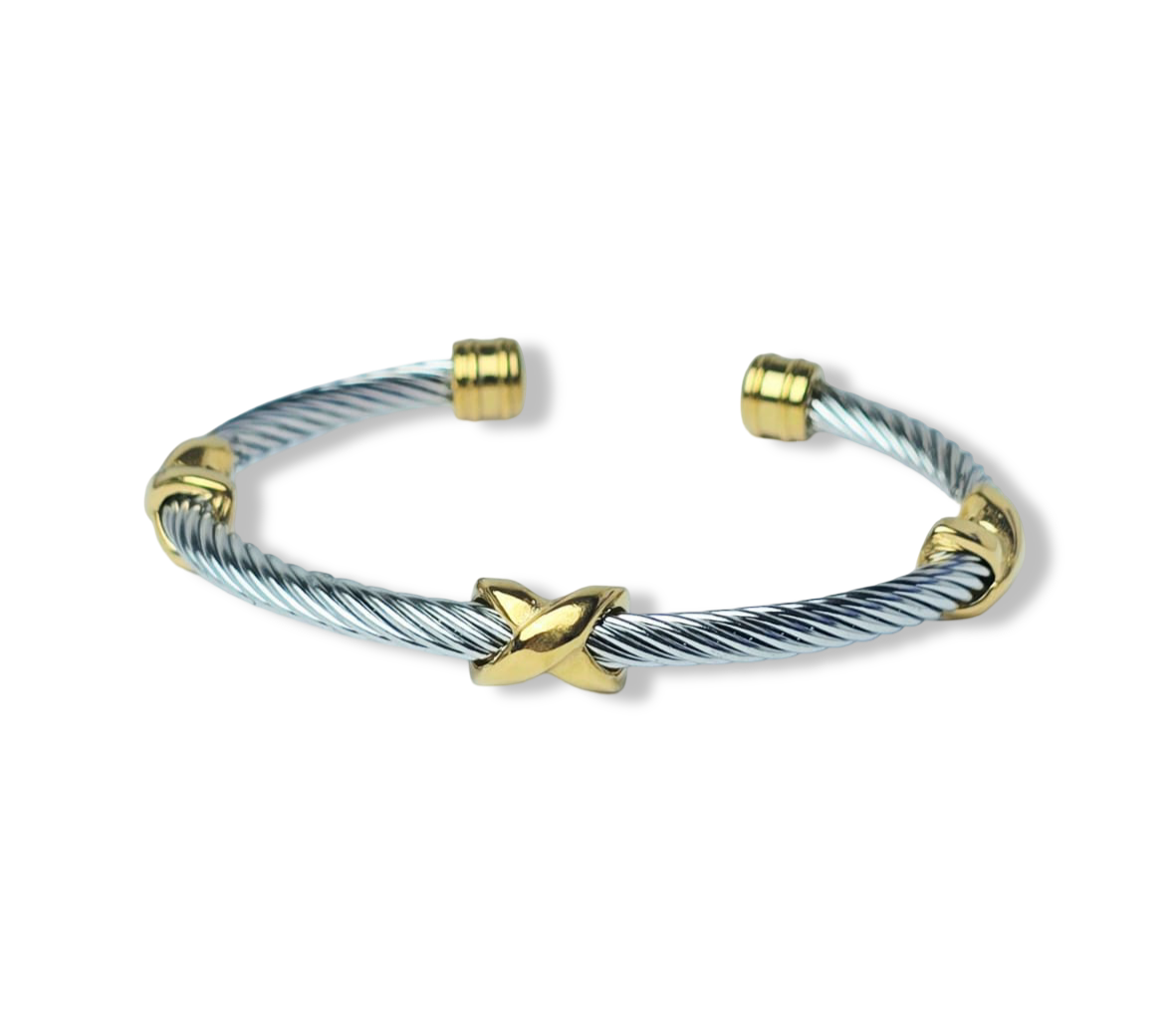 PULSERA WATERPROOF BICOLOR PLATEADO DORADO