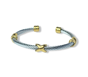 PULSERA WATERPROOF BICOLOR PLATEADO DORADO