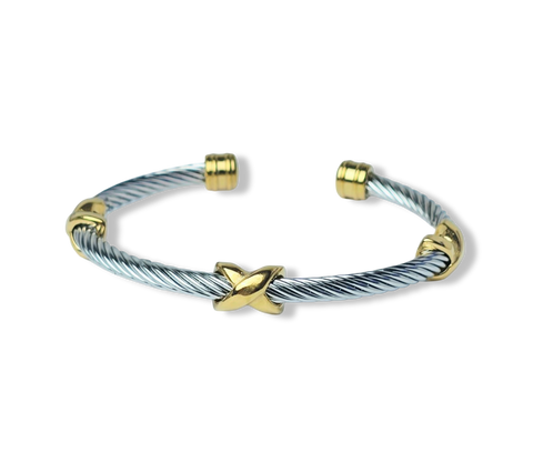 PULSERA WATERPROOF BICOLOR PLATEADO DORADO