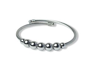 PULSERA WATERPROOF Y ESFERAS PLATEADO