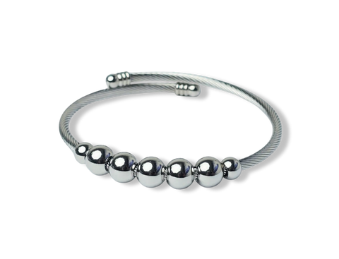 PULSERA WATERPROOF Y ESFERAS PLATEADO