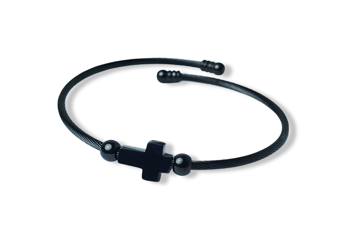 PULSERA CRUZ WATERPROOF NEGRO
