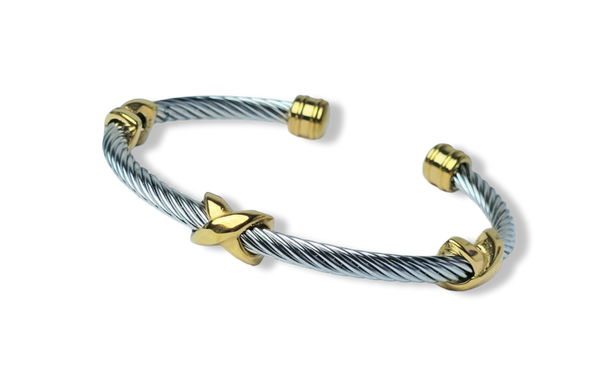 PULSERA WATERPROOF BICOLOR PLATEADO DORADO