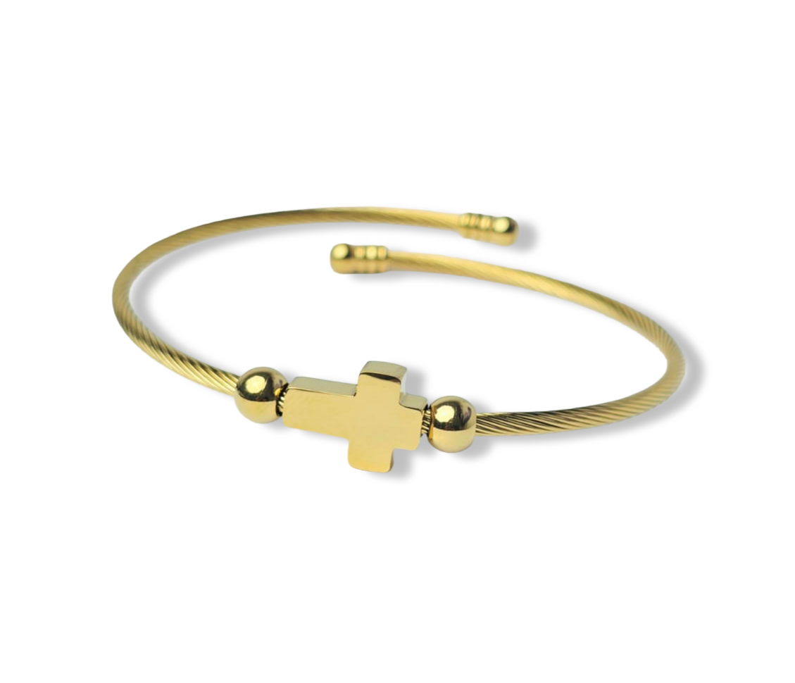 PULSERA CRUZ WATERPROOF DORADO