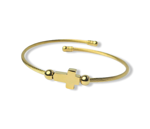 PULSERA CRUZ WATERPROOF DORADO